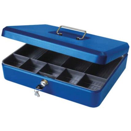 Cash Box, Keyed Lock, Blue, Steel, 242 x 300 x 92mm