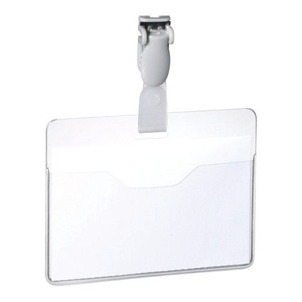 60x90mm VISITORS BADGE WITH CLIP CLEAR Pack of 25