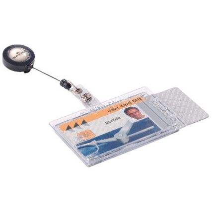 Dual Security Pass & Holder & Badge Reel Pack of 10 8224/19