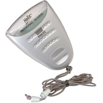 Personal Protection Alarm, Plastic, Silver/Black, 100dB, 180 x 111mm
