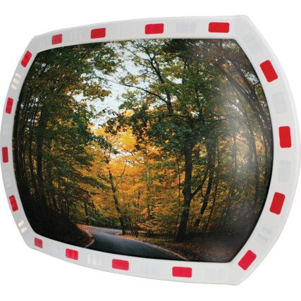 Exterior Convex Mirror, Rectangular, Polymir, Red/White Edge, 762 x 508mm