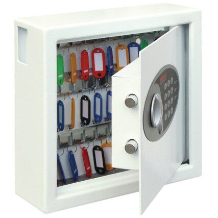 Key Cabinet, 30 Key Capacity, White, Steel, 275 x 295 x 80mm