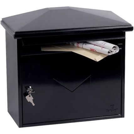 Front Loading Mail Box, Black, Steel, 352 x 390 x 205mm, Weatherproof