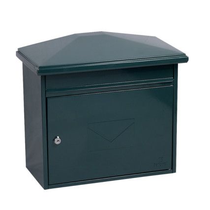 Front Loading Mail Box, Green, Steel, 352 x 392 x 205mm, Weatherproof