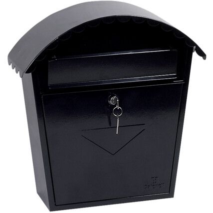 Front Loading Mail Box, Black, Steel, 370 x 365 x 135mm, Weatherproof