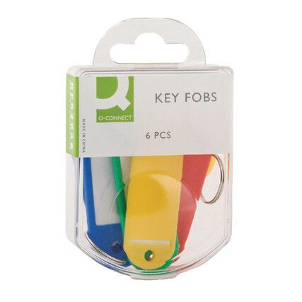 Key Fob, Plastic, Assorted, Pack of 6