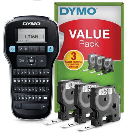 DYMO LABELMANAGER 160 HANDHELD LABEL MACHINE VP C/W 3 TAPES