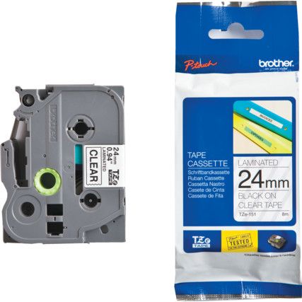 BROTHER 24mm P-TOUCH TAPE BLK/CLR (TZE-151)