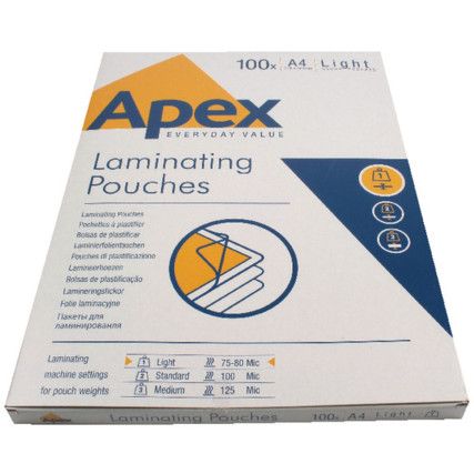 6003201 APEX LAMINATING POUCH A4CLR (PK-100)