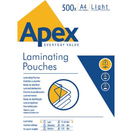 6005201 APEX LAMINATING POUCH A4(PK-500)