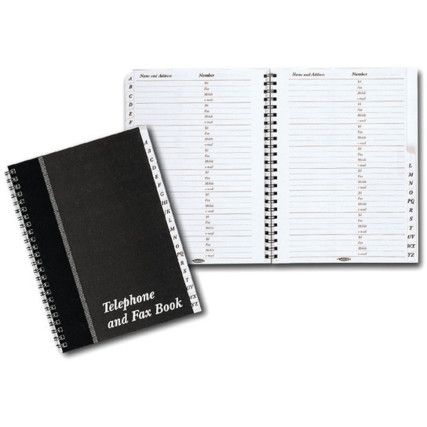 87110/CD10 PHONE/FAX INDEX BOOK A5 GRY/BLK