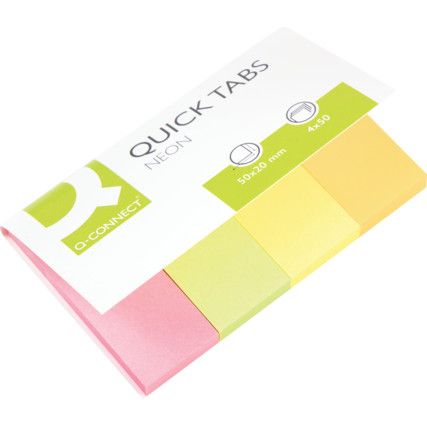 Q CONNECT 20x50mm QUICK TABS NEON (PK-4X50)