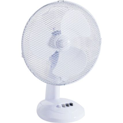 12" Desk Fan with Quiet Motor, 2 Speed Control, 230V