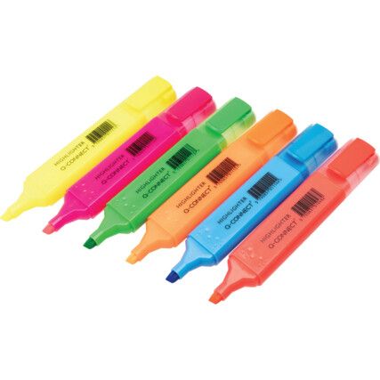 Qconnect,Highlighter,Assorted,Non-permanent,6
