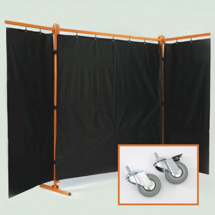Hinged Heavy Duty Welding Screen With PVC Curtains And Castors