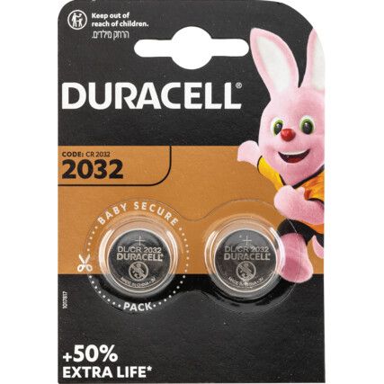 DL2032 3V Lithium Button Battery, Pack of 2