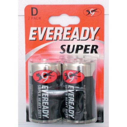 Heavy Duty D Zinc Battery, Pack of 2