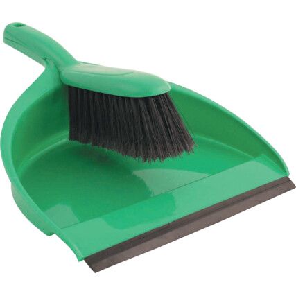 Green Plastic Dustpan & Stiff Brush Set