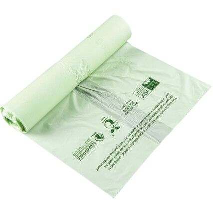 140L COMPOSTABLE LINER (OVERSIZED BIN SIZE), Pack of 200 (20 Rolls of 10 Bags)