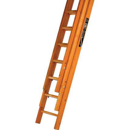Timber Triple Section Extension Ladder, 2.36m (closed) - 5.41m  (extended), BS 1129 Class 1