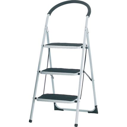 3-Tread, Folding Step Ladder, 0.725m, Steel, White