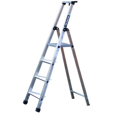 4 x Treads, Aluminium Platform Step Ladder, 1.62m