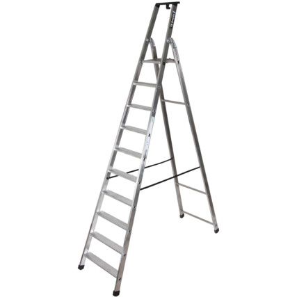 10 x Treads, Aluminium Industrial Step Ladder, 2.78m