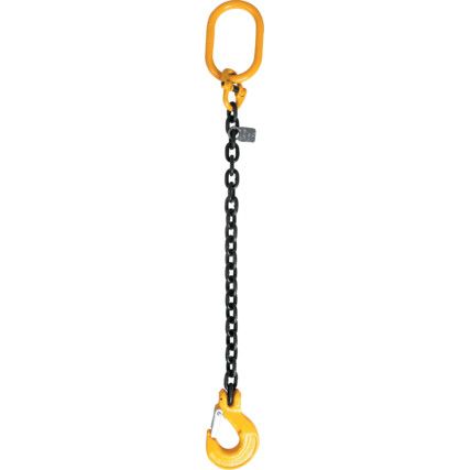Single Leg, Chain Sling, 7mm x 2m, Safety Hook, 1.5 Tonne