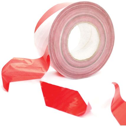 Non-Adhesive Barrier Tape, Polyethylene, Red/White, 76.2mm x 500m