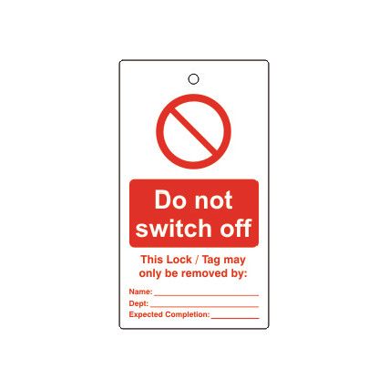 Lockout Tags Do Not Switch Off Single Sided Pack of 10