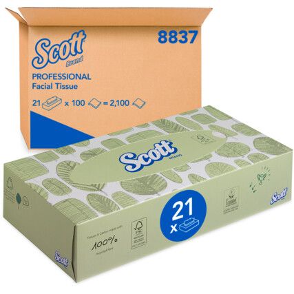 8837 KLEENEX FACIAL TISSUE PACK WHITE 21-BOXES