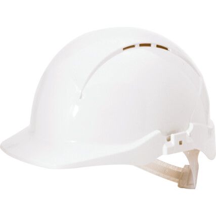 Concept, Safety Helmet, White, ABS, Vented, Full Peak, Includes Side Slots