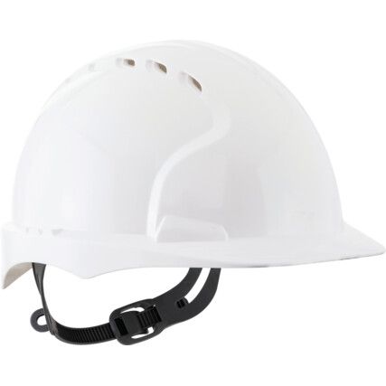 EVO®3, Safety Helmet, White, HDPE, Vented, Standard Peak, Includes Side Slots