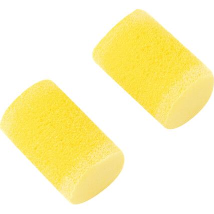 Classic One Touch, Disposable Ear Plugs, Uncorded, Not Detectable, Barrel, 28dB, Yellow, PVC, Pk-500 Pairs