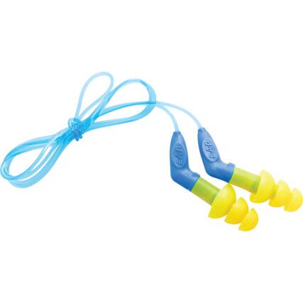 Ultrafit X, Reusable Ear Plugs, Corded, Not Detectable, Triple Flange, 35dB, Yellow, Plastic, Pk-1 Pair