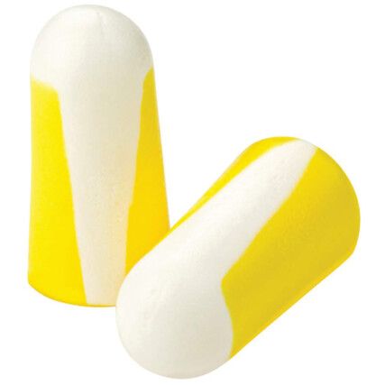 303L, Disposable Ear Plugs, Uncorded, Not Detectable, Bullet, 29dB, Yellow, Foam, Pk-200 Pairs