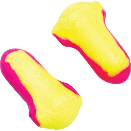 Laser-Lite, Disposable Ear Plugs, Uncorded, Not Detectable, Flared Bullet, 35dB, Pink/Yellow, Foam, Pk-200 Pairs