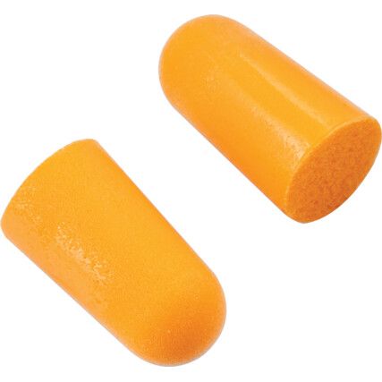 1100, Disposable Ear Plugs, Uncorded, Not Detectable, Bullet, 37dB, Orange, PU, Pk-200 Pairs