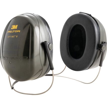 Ear Defenders, Neckband, No Communication Feature, Black Cups