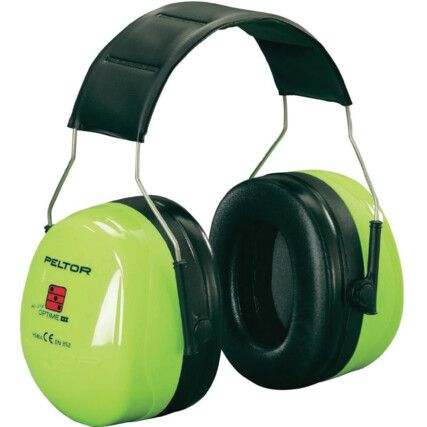 Optime™ III, Ear Defenders, Over-the-Head, No Communication Feature, Not Dielectric, Hi-Vis Green Cups