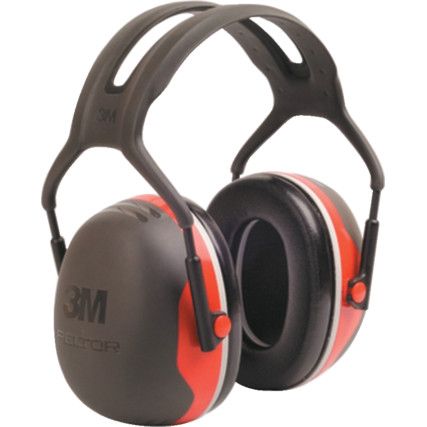 Ear Defenders, Over-the-Head, No Communication Feature, Dielectric, Black/Red Cups