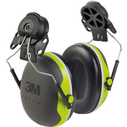 Ear Defenders, Clip-on, No Communication Feature, Dielectric, Black/Green Cups