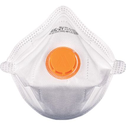 IX Series Disposable Mask, Valved, White/Orange, FFP2, Filters Dust/Particulates, Pack of 15