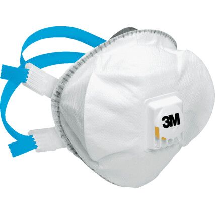 Disposable Mask, Valved, White, FFP2, Filters Dust/Mist, Pack of 5