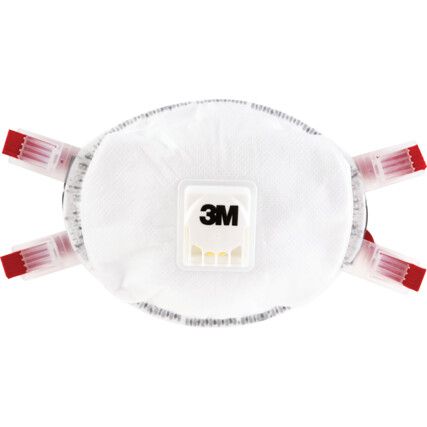 8835+ Disposable Mask, Valved, White/Red, FFP3, Filters Dust/Mist/Particulates, Pack of 5