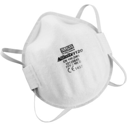 Affinity 1120 Disposable Mask, Unvalved, White, FFP2, Filters Solid Aerosols/Liquid Aerosols, Pack of 10