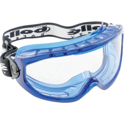 Blast, Safety Goggles, Polycarbonate, Clear Lens, Blue Frame, Indirect Ventilation, Anti-Fog/Chemical-resistant/Impact-resistant/Scratch-resistant