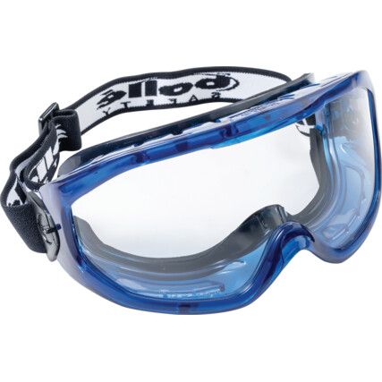 Blast™, Safety Goggles, Polycarbonate, Clear Lens, Blue Frame, Indirect Ventilation, Anti-Fog/Chemical-resistant/Scratch-resistant/UV-resistant