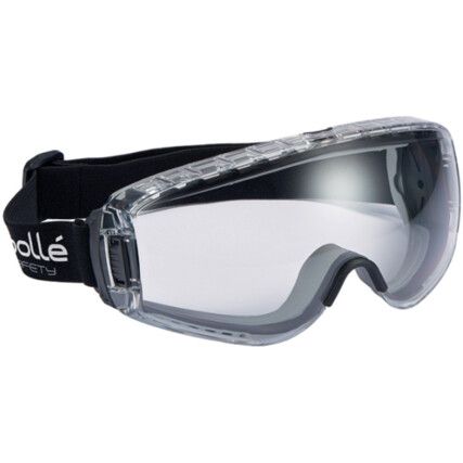 Pilot, Safety Goggles, Polycarbonate, Clear Lens, TPV, Grey/OrangeFrame, Direct Ventilation, Anti-Fog/Impact-resistant/Scratch-resistant