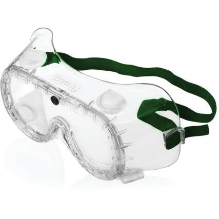 Safety Goggles, Polycarbonate, Clear Lens, Clear Frame, Indirect Ventilation, Anti-Fog